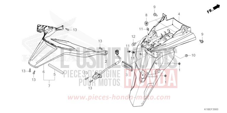 KOTFLUEGEL, HINTEN/KENNZEICHENBELEUCHTUNG von Forza 350 PEARL NIGHTSTAR BLACK (NHA84) von 2024